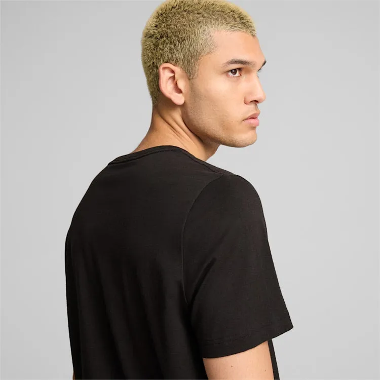 PUMA MEN'S ESSENTIALS LOGO BLACK/RED TEE