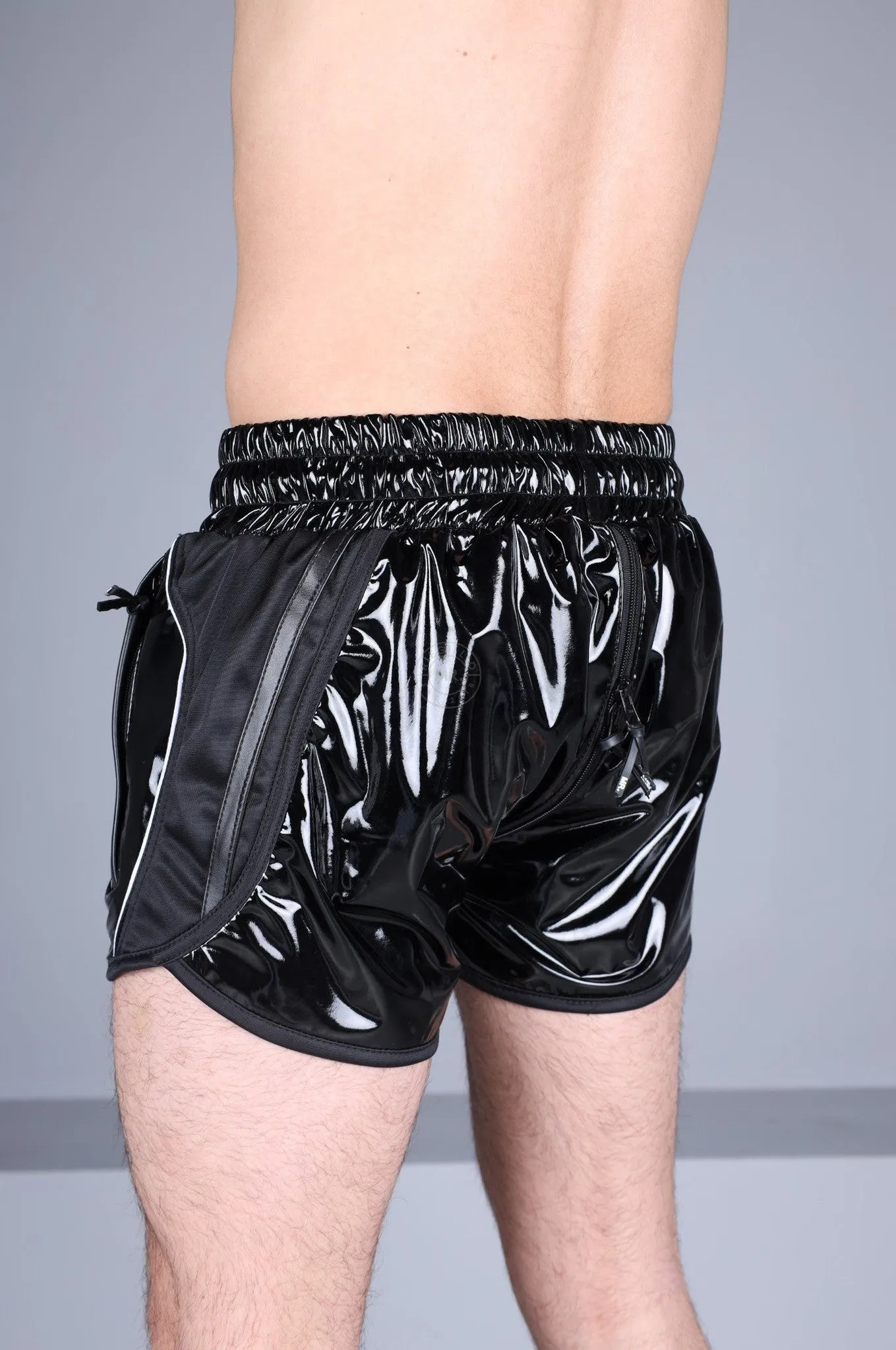 PVC 24 Tracksuit Mini Short Thru Zip – Black