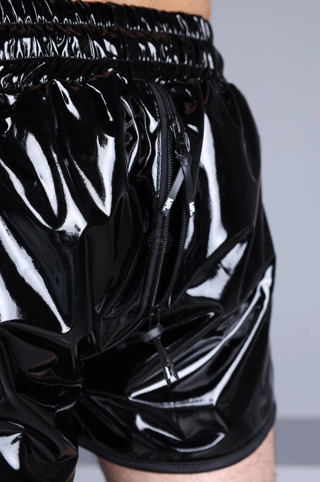 PVC 24 Tracksuit Mini Short Thru Zip – Black