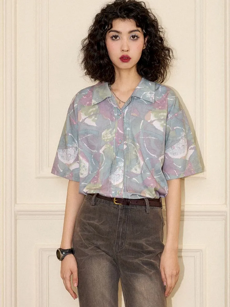 "Magic Gallery" Printed Short Sleeve Shirt【s0000008864】
