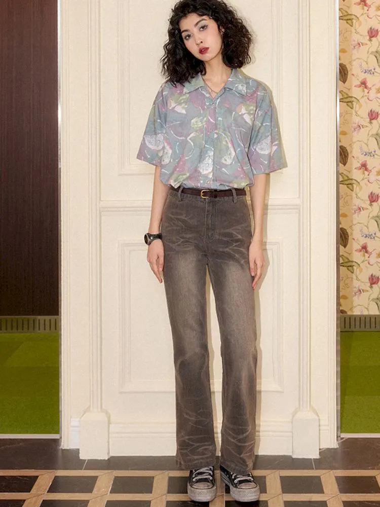 "Magic Gallery" Printed Short Sleeve Shirt【s0000008864】