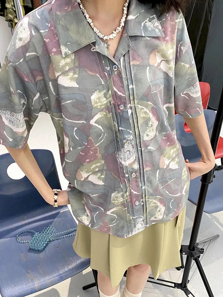 "Magic Gallery" Printed Short Sleeve Shirt【s0000008864】
