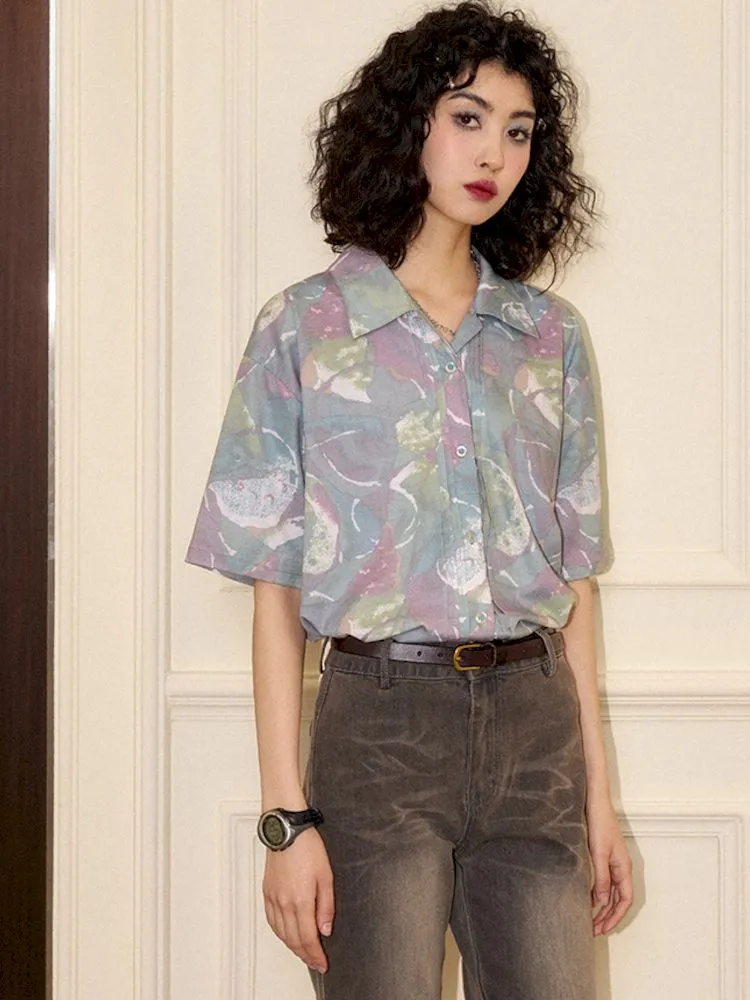"Magic Gallery" Printed Short Sleeve Shirt【s0000008864】