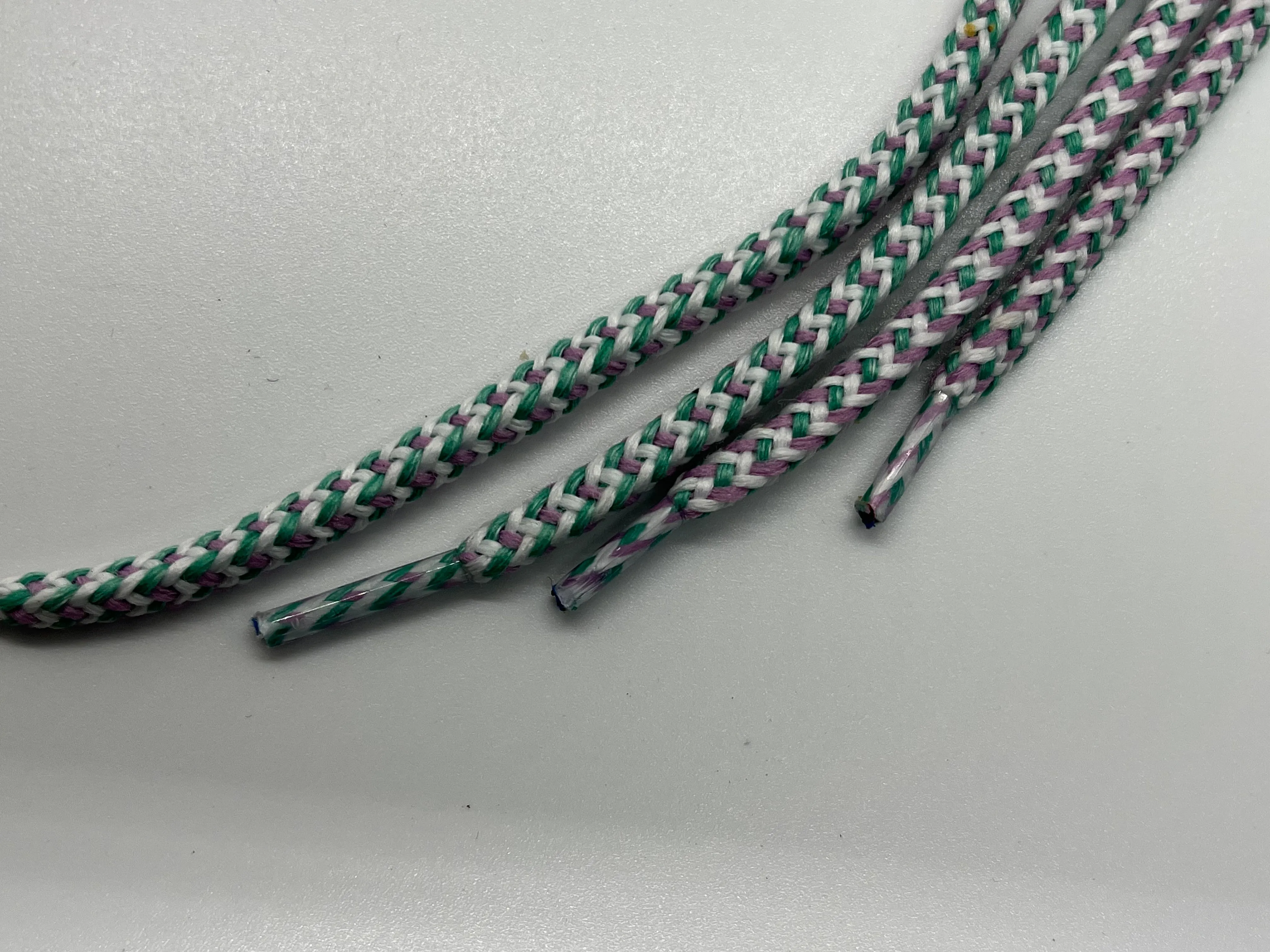 Round Winter Shoelaces - White, Lilac and Frost Green