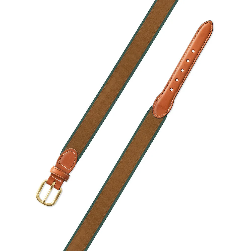 Rust on Dark Green Suede Leather Tab Belt