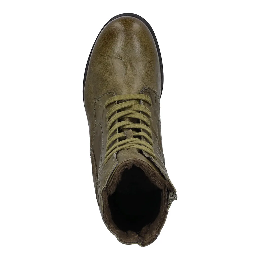 Sanja 01 Olive Green Lace Ankle Boots