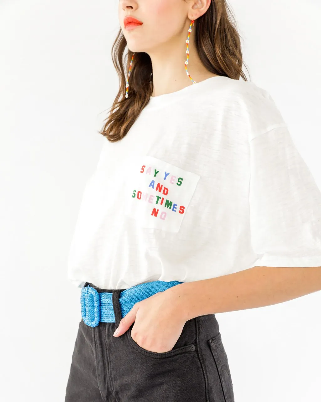 Say Yes and No Slub Pocket Tee