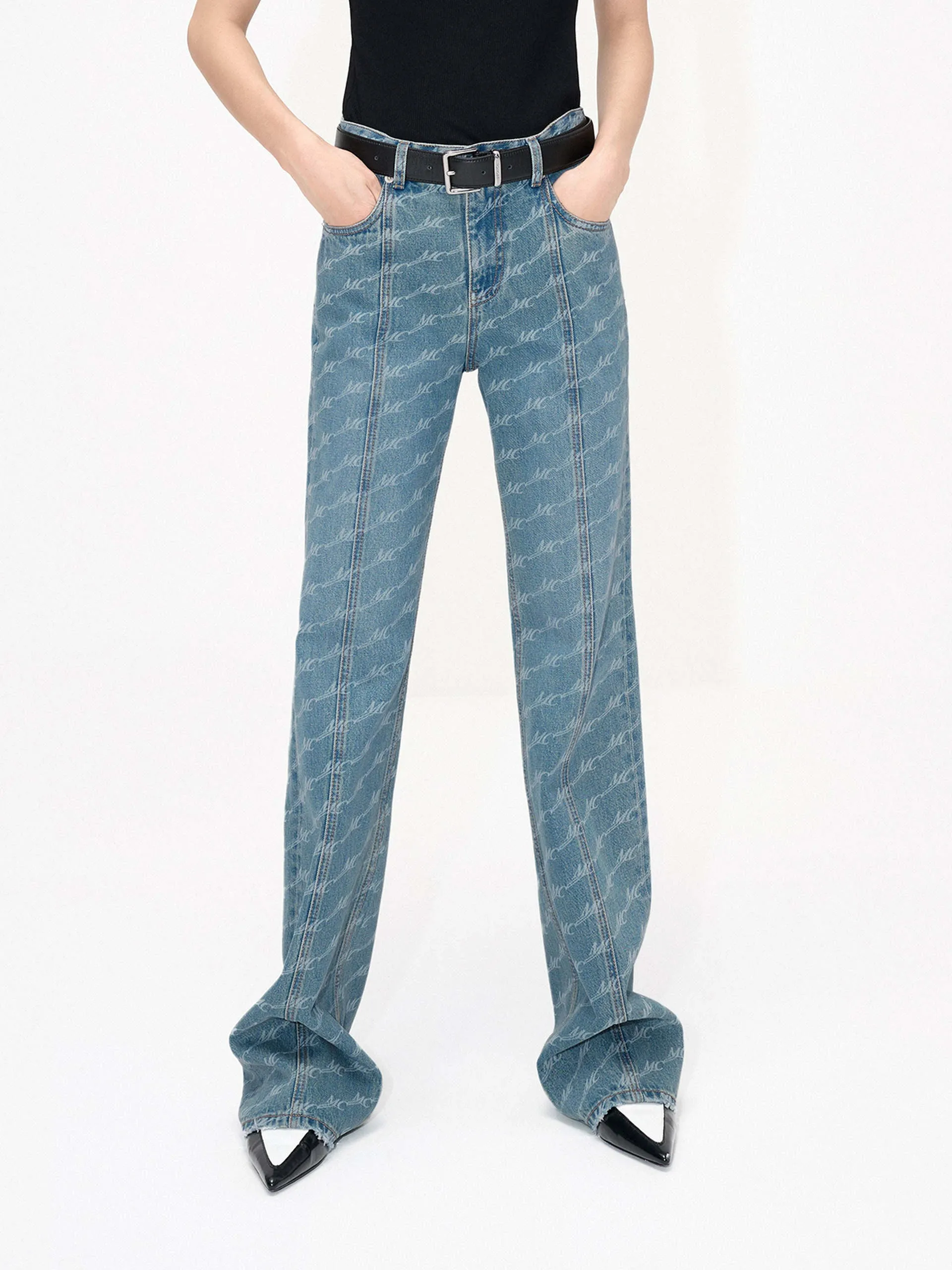 Seam Details Monogram Jeans