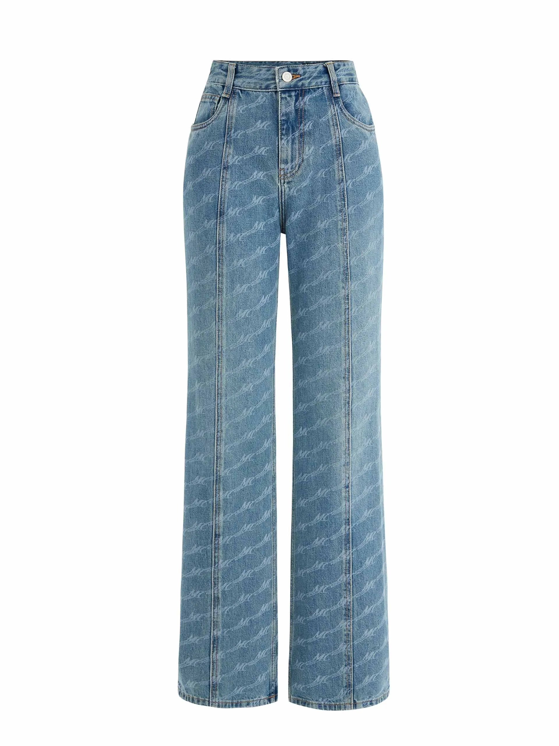 Seam Details Monogram Jeans