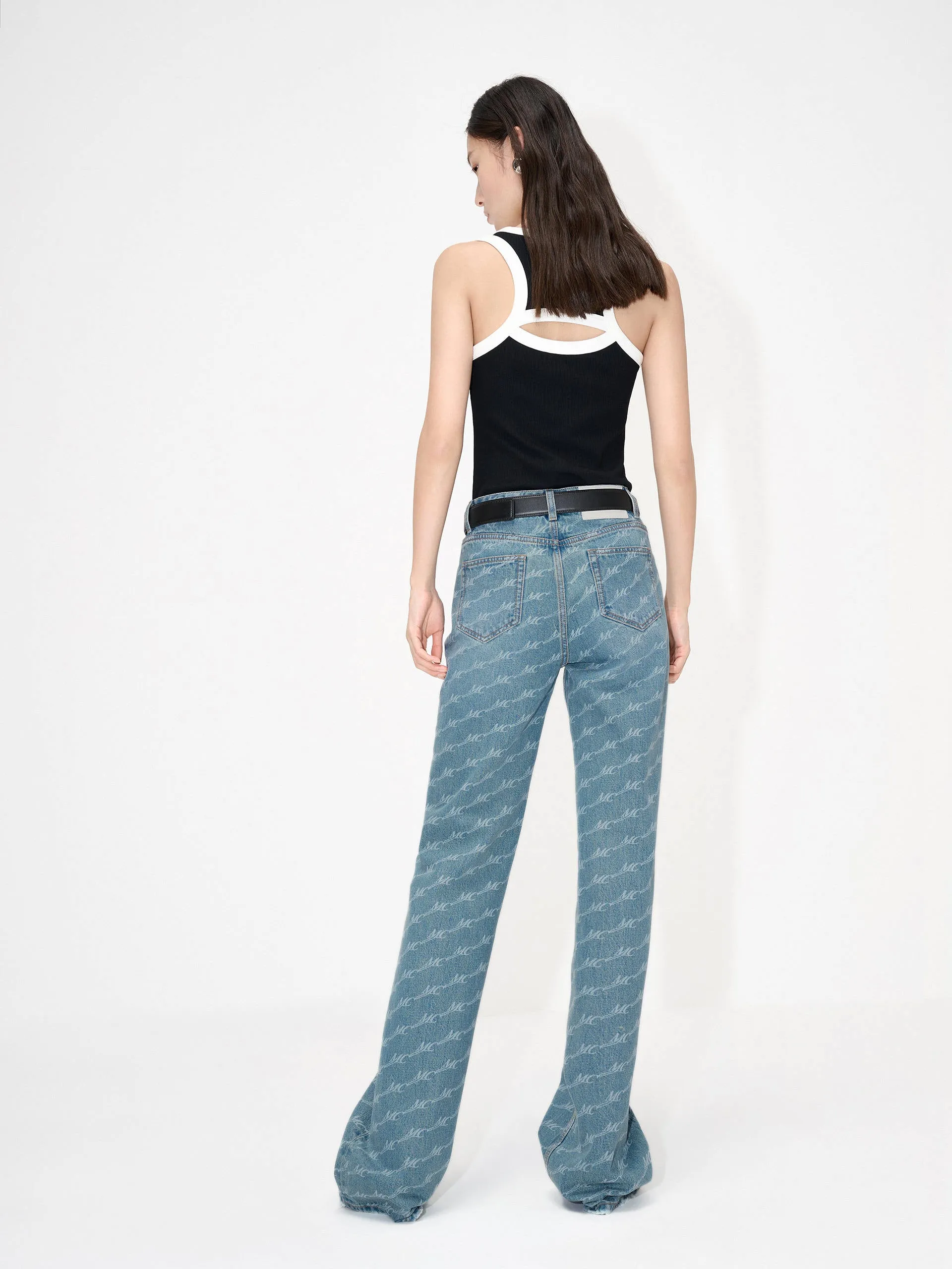 Seam Details Monogram Jeans