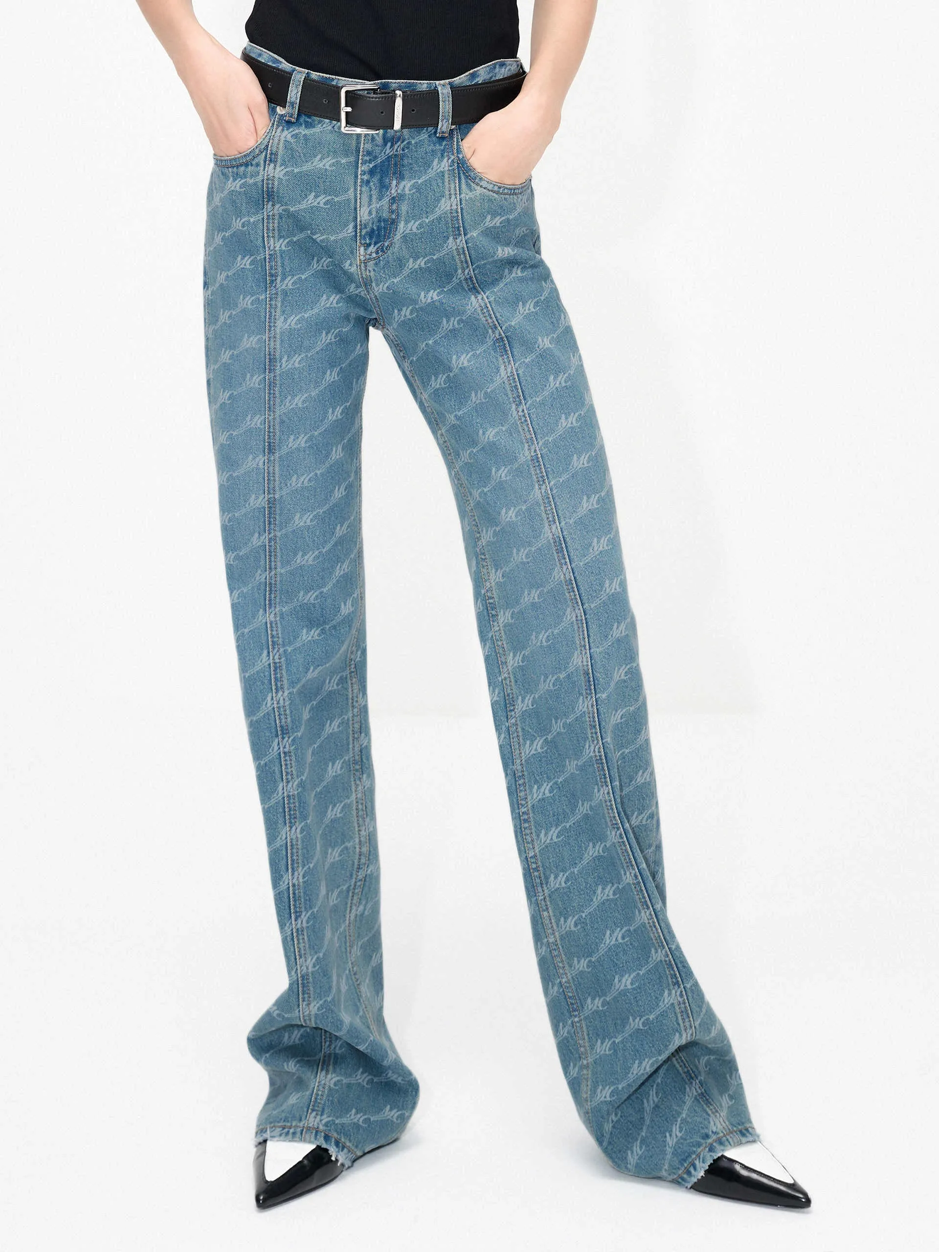 Seam Details Monogram Jeans