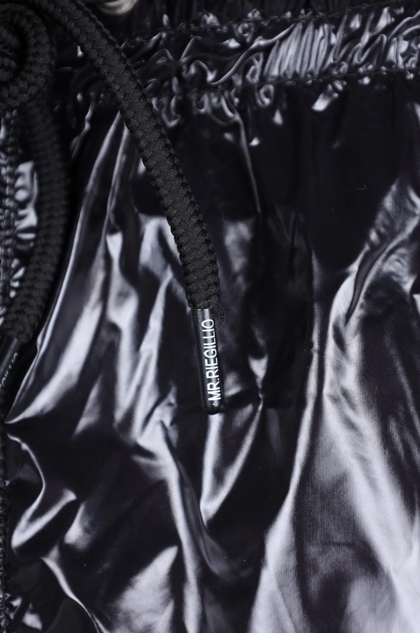Shiny Nylon 24 Tracksuit Mini Short - Black