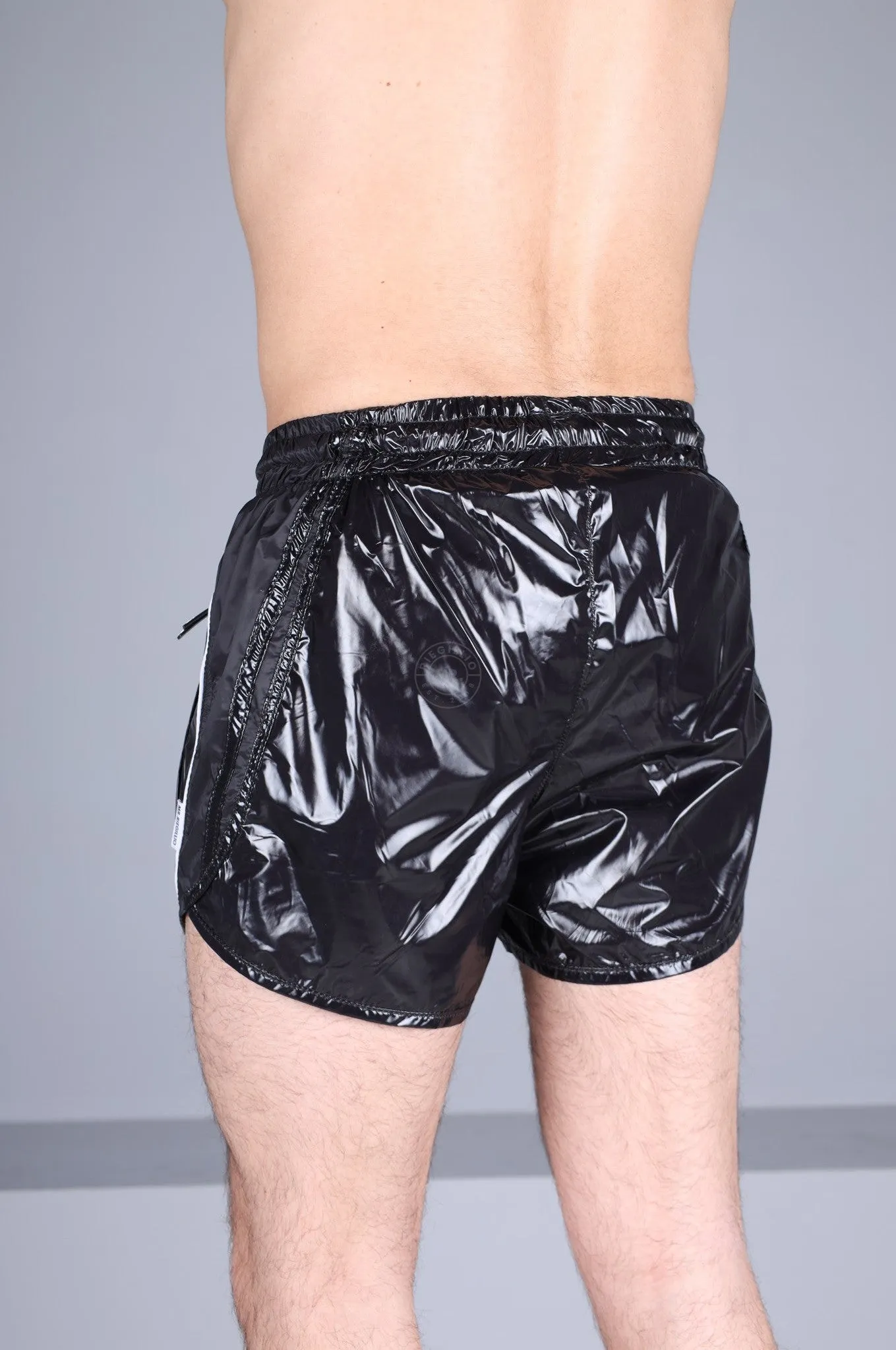 Shiny Nylon 24 Tracksuit Mini Short - Black