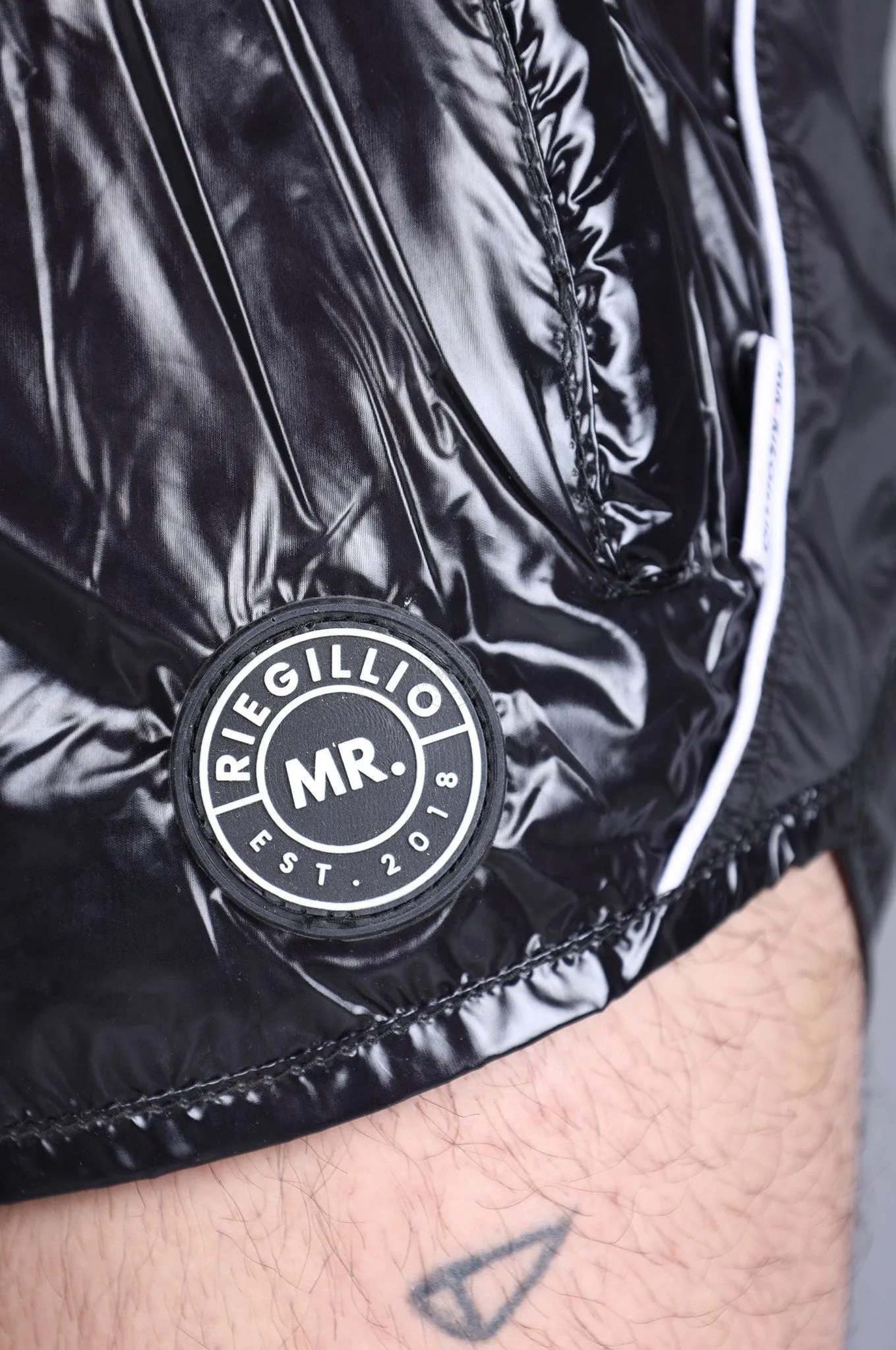 Shiny Nylon 24 Tracksuit Mini Short - Black