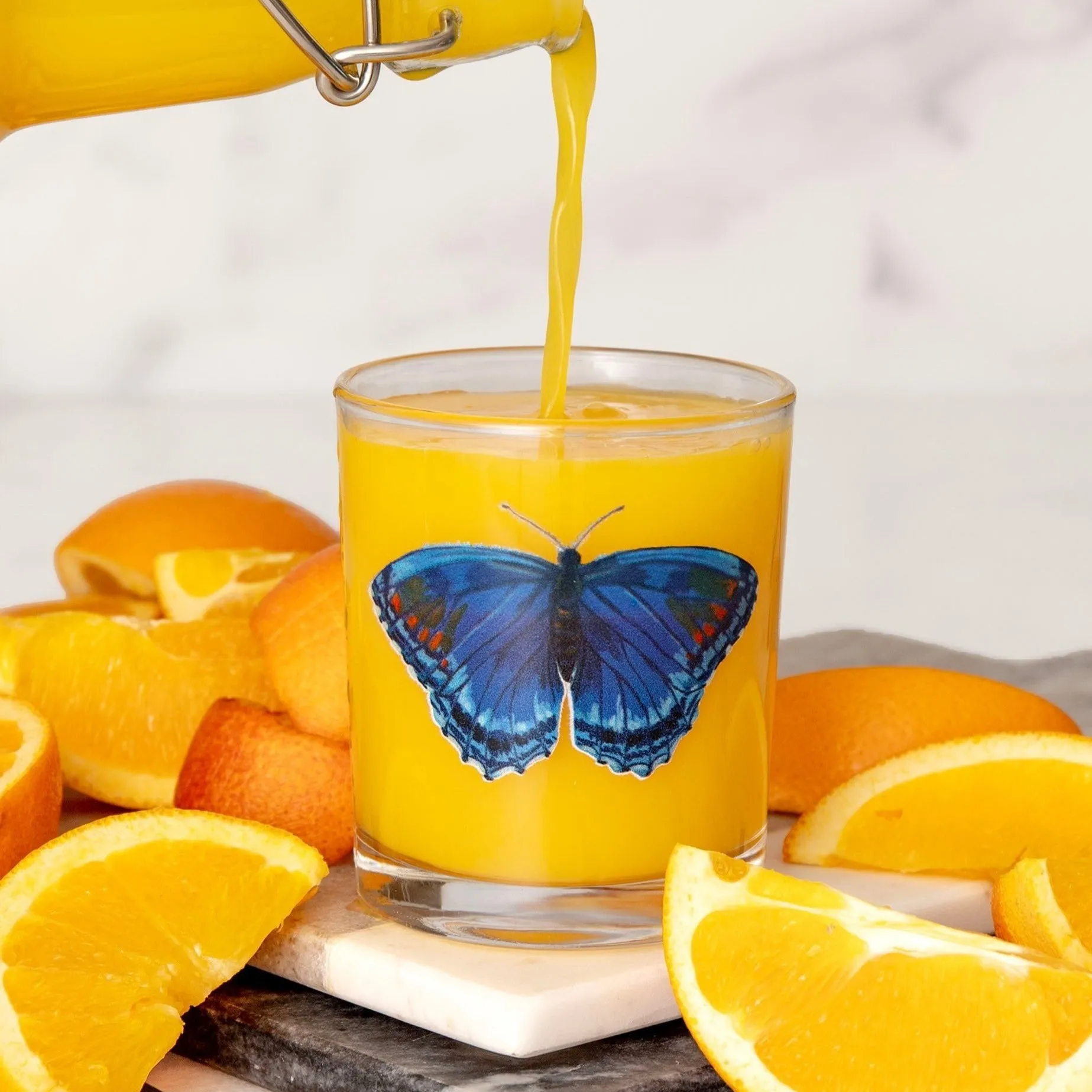 Short Juice Glass by 1canoe2: Red Spotted Purple Butterfly