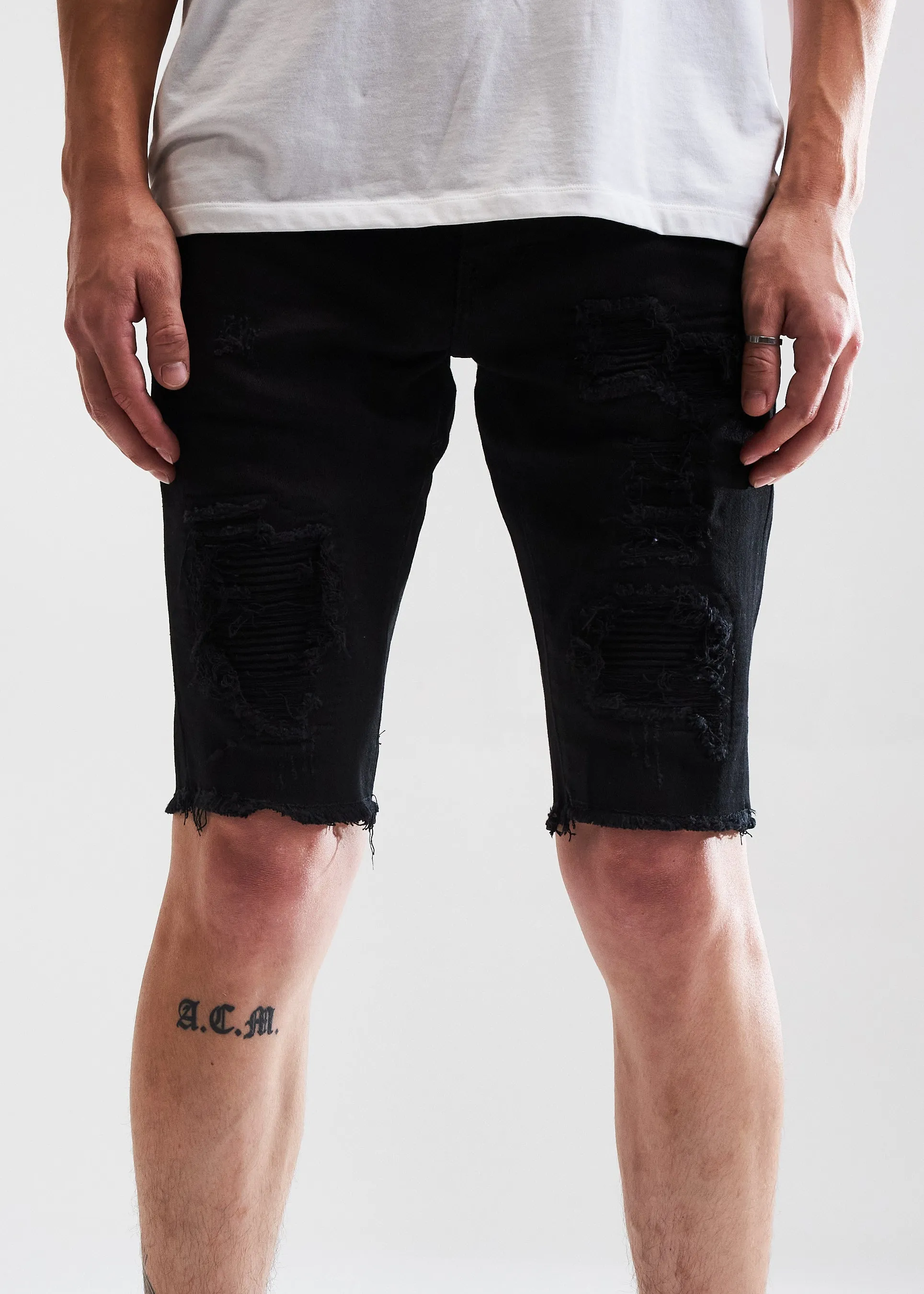 Spencer Short (Black Distressed)