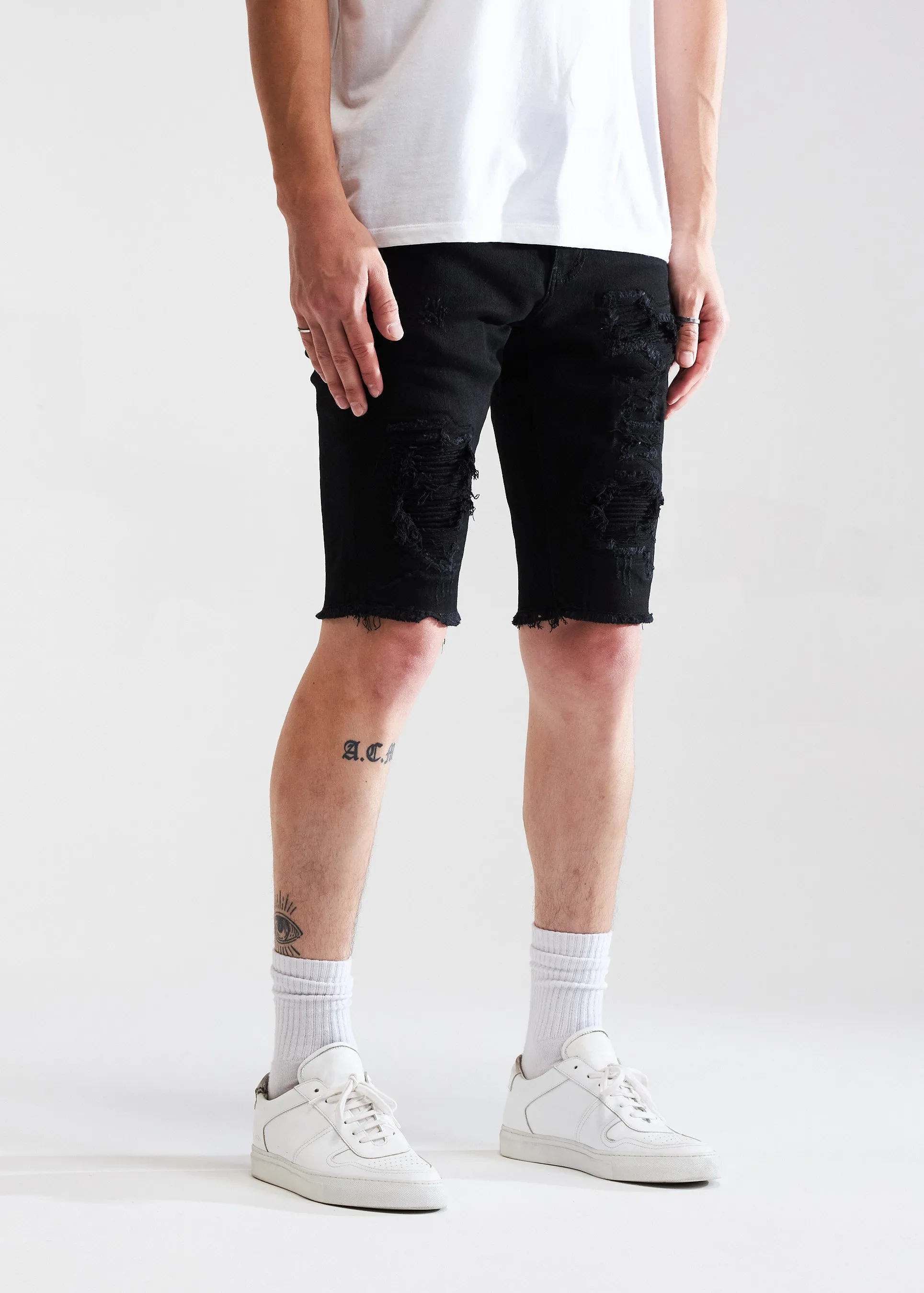 Spencer Short (Black Distressed)