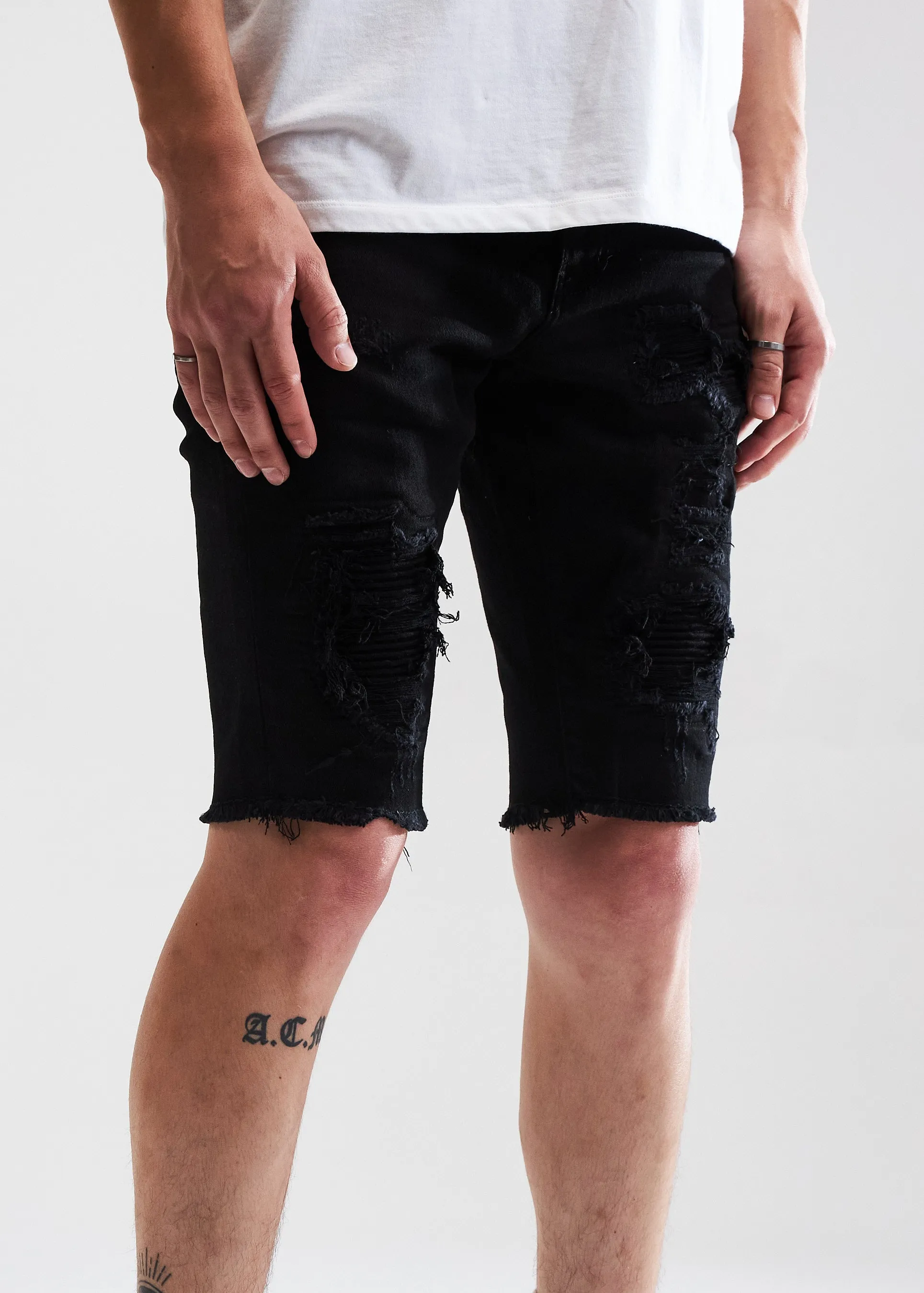 Spencer Short (Black Distressed)