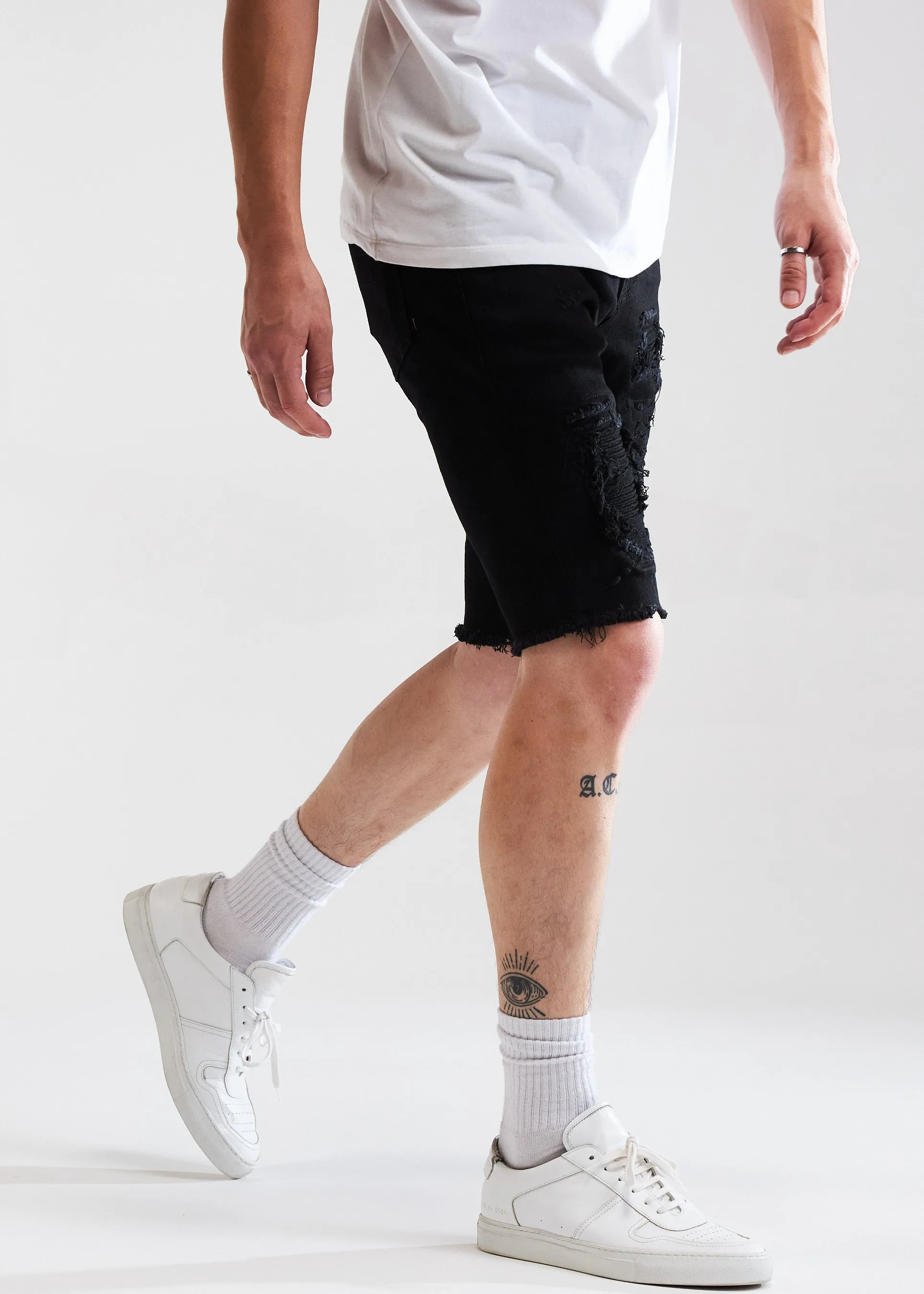 Spencer Short (Black Distressed)