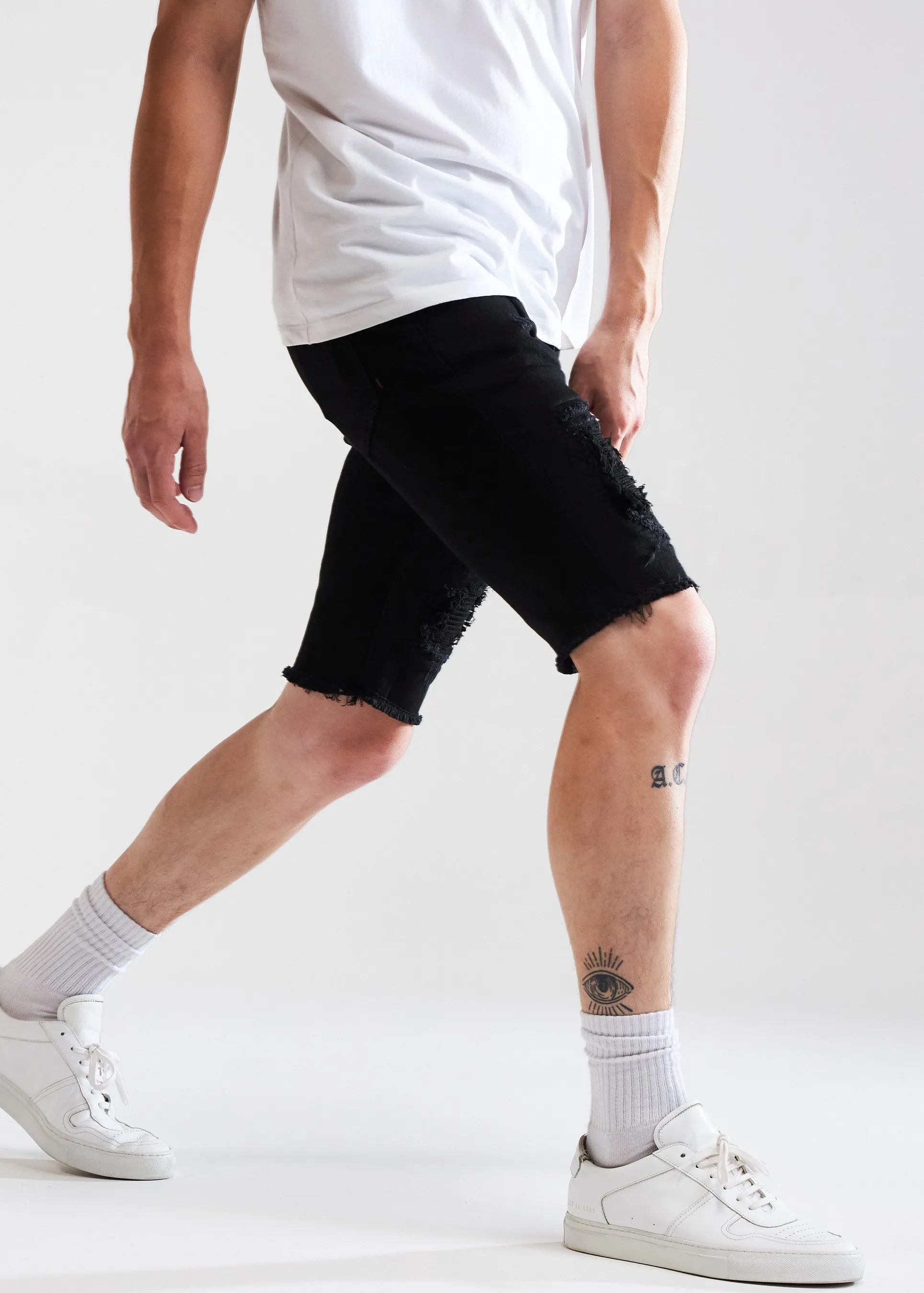 Spencer Short (Black Distressed)