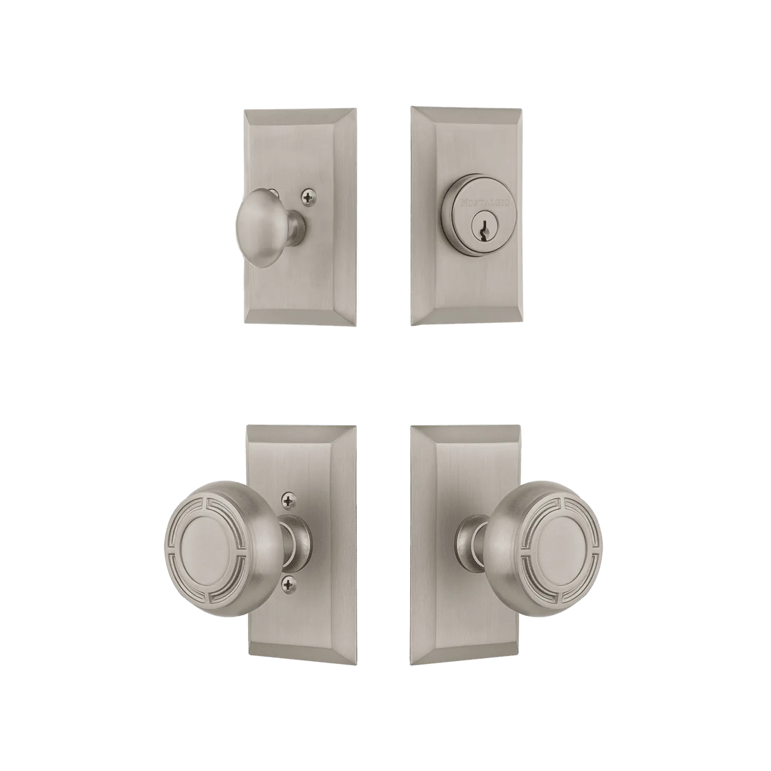 Studio Entry Set with Mission Knob in Satin Nickel