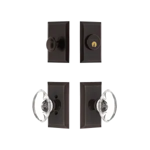 Studio Entry Set with Oval Clear Crystal Knob in Timeless Bronze