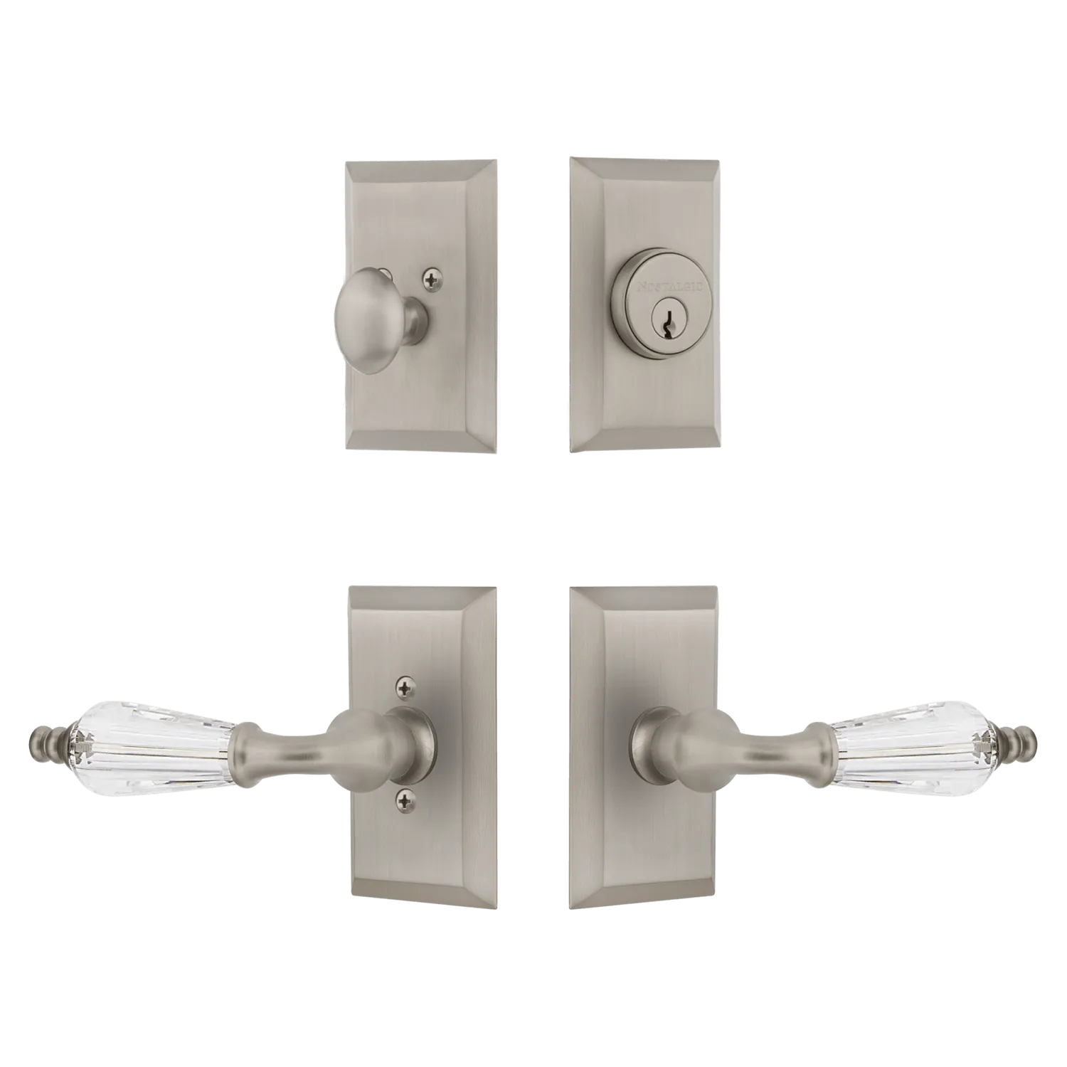 Studio Entry Set with Parlour Crystal Lever in Satin Nickel