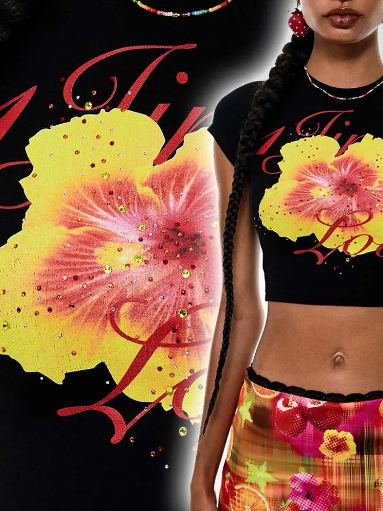 Summer Fruit Printed Tight Fit Short T-Shirt【s0000009130】