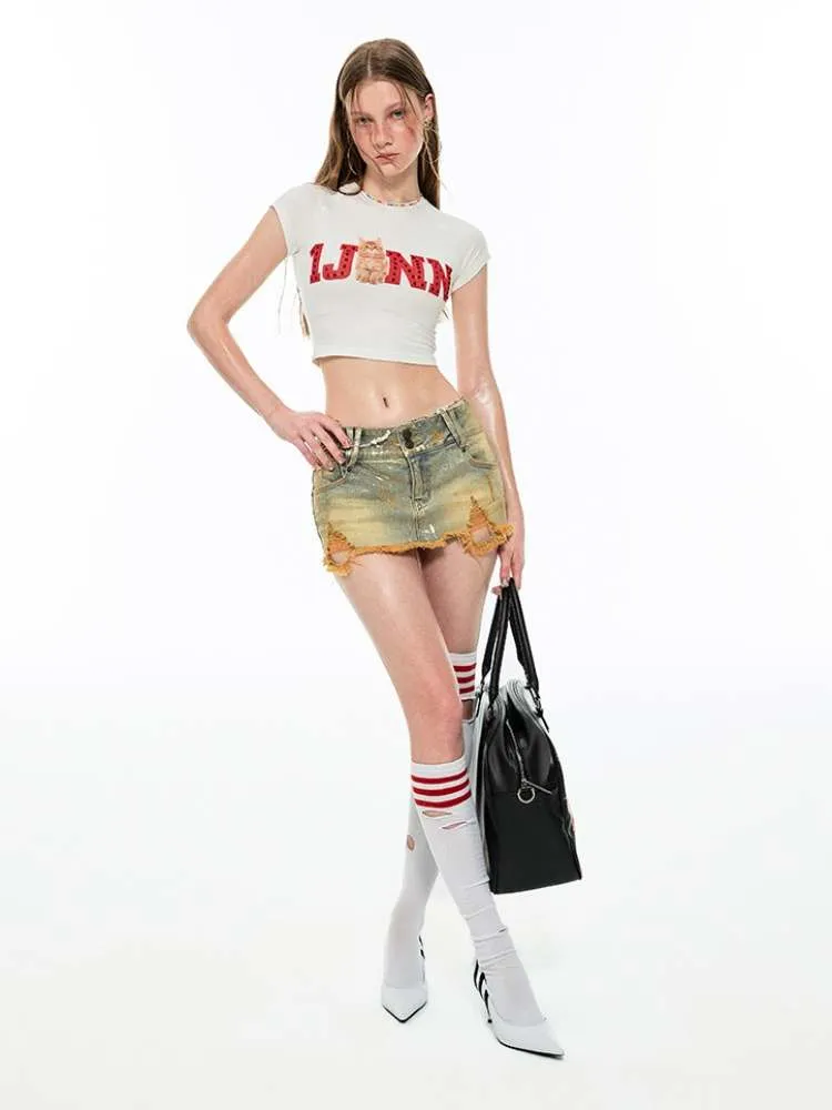 Summer Fruit Printed Tight Fit Short T-Shirt【s0000009130】