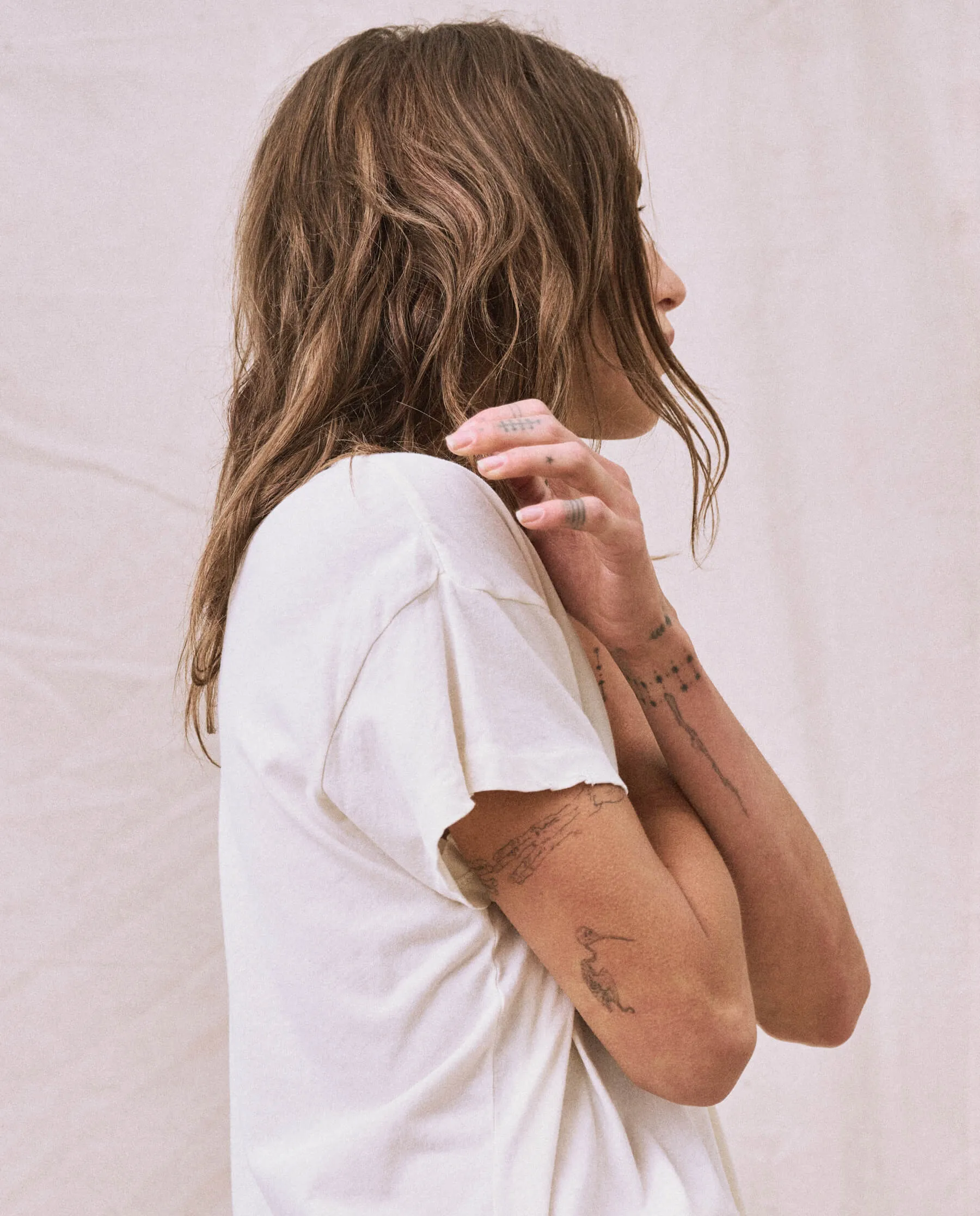The Shirttail Tee. -- Washed White