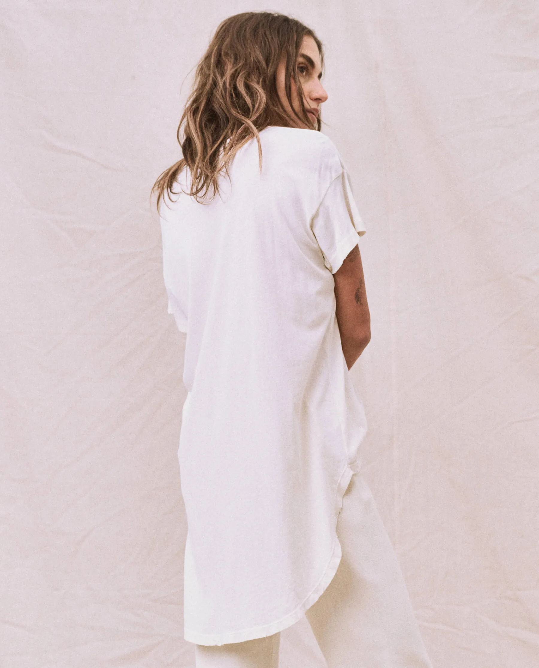 The Shirttail Tee. -- Washed White