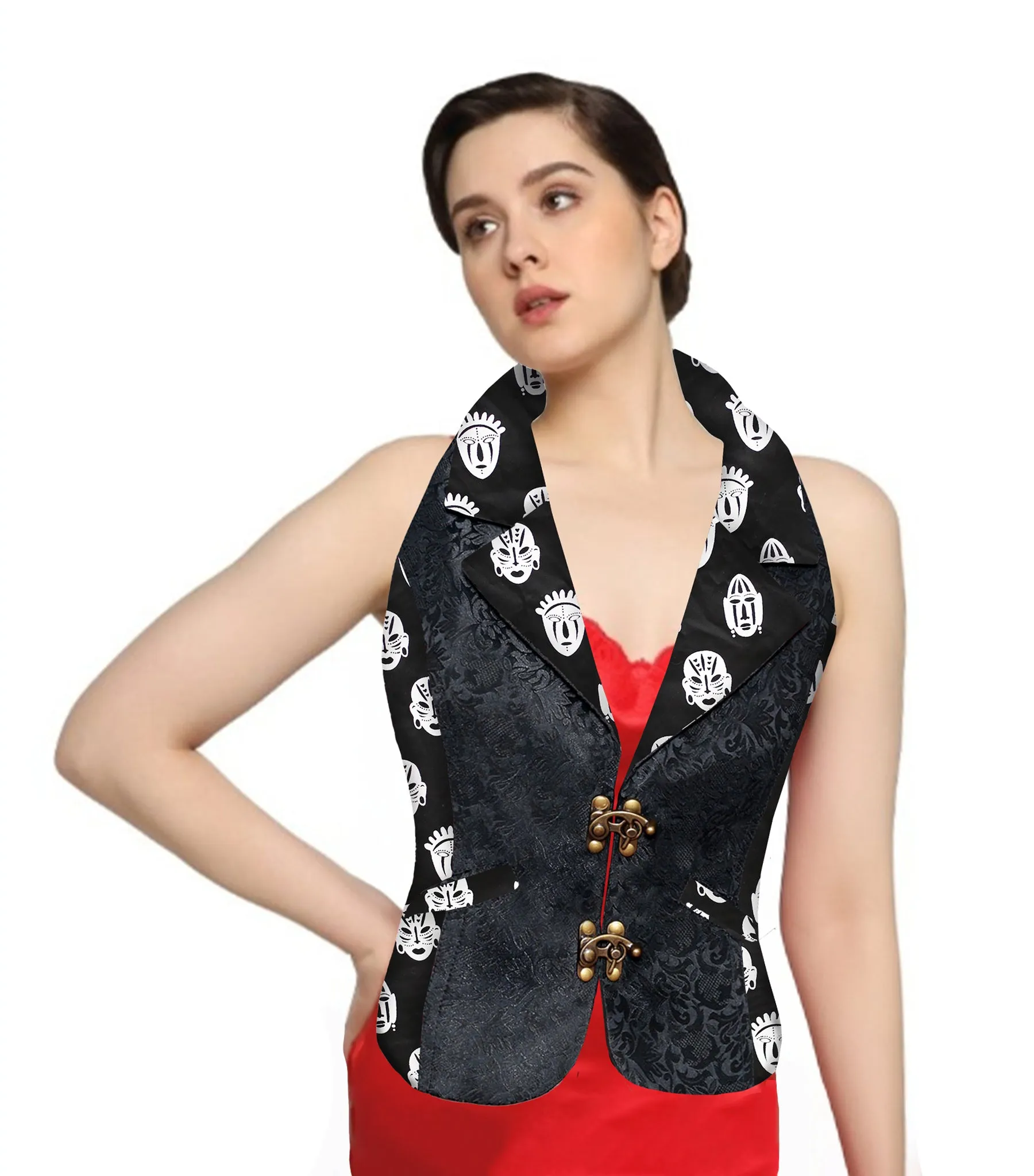 Tribal printed Gothic Ladies Waistcoat
