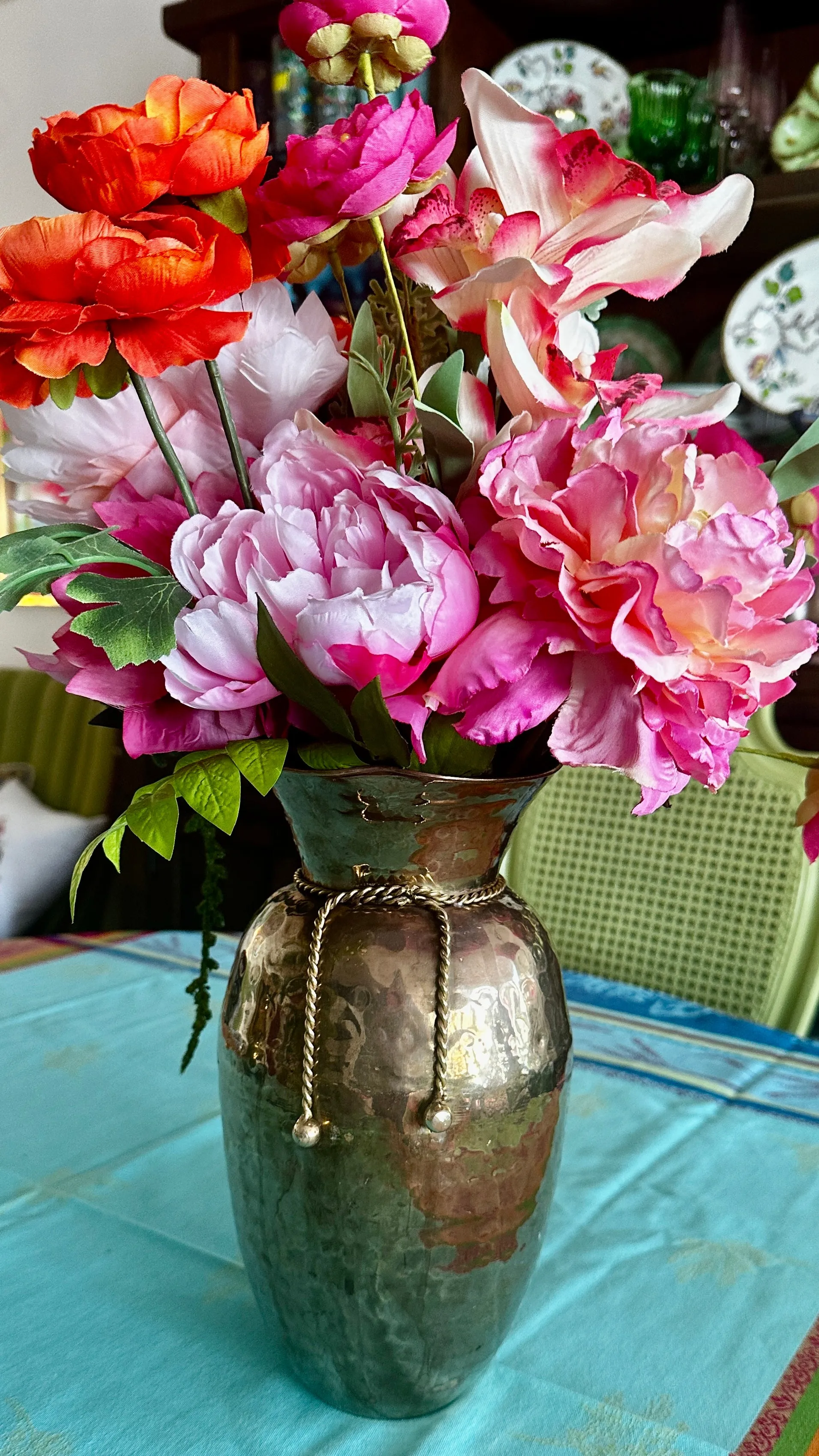 Vintage Brass Spittoon Vase - Rope Detail
