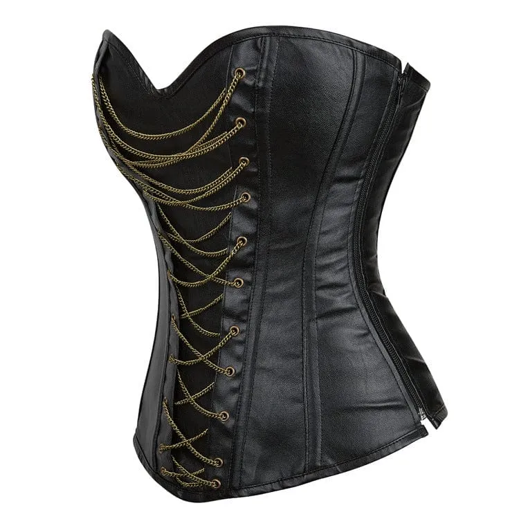 Women's Gothic Golden Chained Overbust Corset